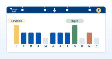 Staafdiagram met besparingsmogelijkheden per maand, januari en september het hoogst