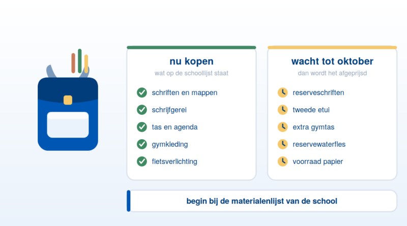 Schoolspullen verdeeld in wat je nu koopt en wat kan wachten tot oktober