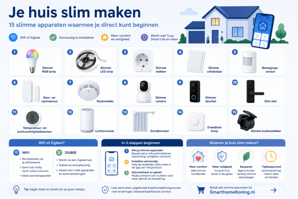 Je huis slim maken met 15 slimme apparaten voor verlichting, beveiliging en automatisering
